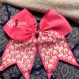 Pink 'Believe' Ribbon Awareness Hair Bow